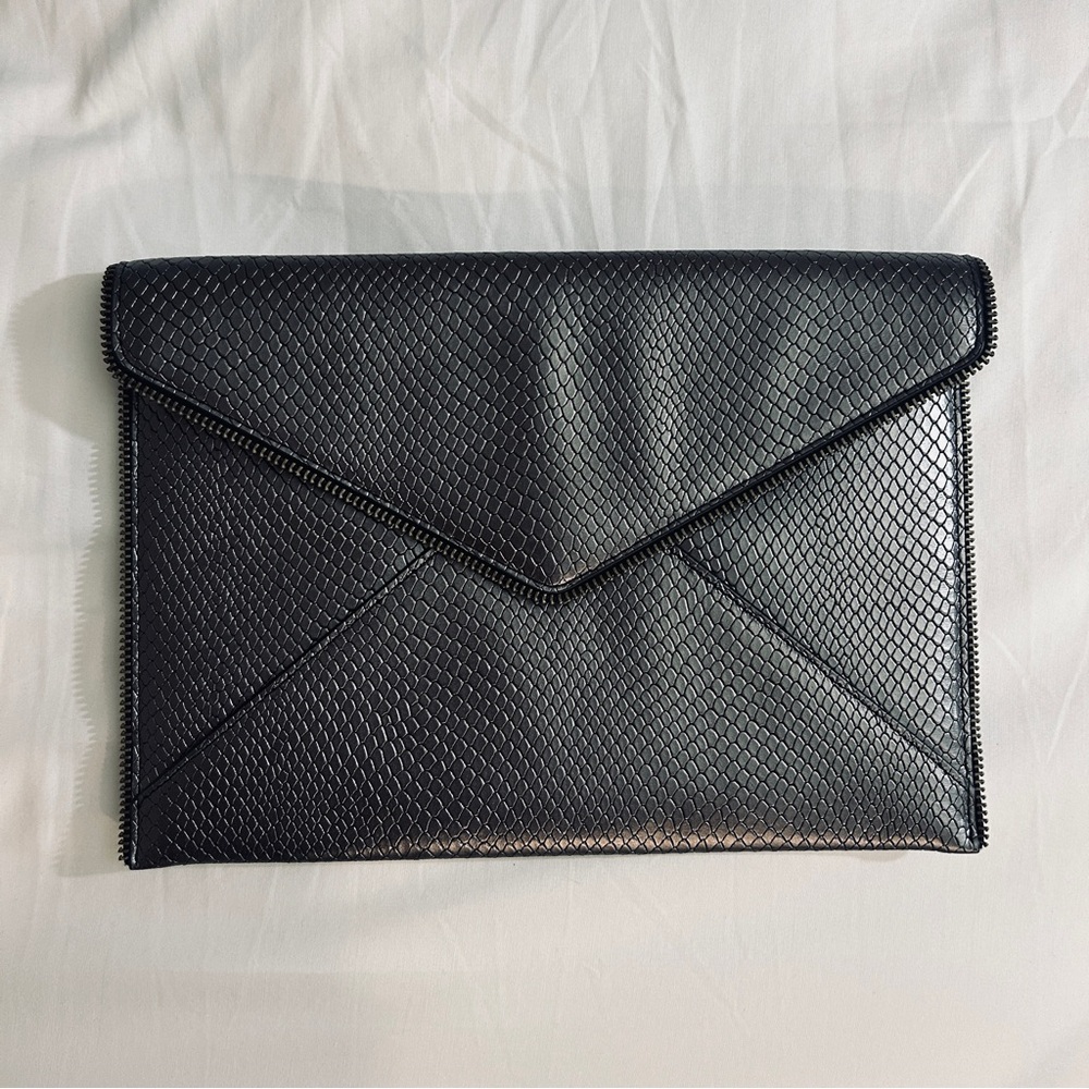 Rebecca Minkoff - Anthracite textured leather envelope clutch, NWT